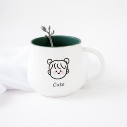 Cups Saucers Ceramic Coffee Milk Cup Mug Cartoon With Spoon Office Home Drinkware Creative Design Pigmented Tea Water