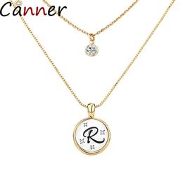 Pendant Necklaces Canner Disc Necklace 26 Letter Layered String Jewellery Women's Initial A To Z