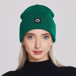 Berets Smile Lable Women Winter Knitted Bonnet Unisex Beanie Hat For Men HipHop Ski Cap Skullcap Solid Colour Crochet Skullies