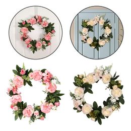 Decorative Flowers & Wreaths Artificial Peony Flower Garland Front Door Hanging Wreath Wedding PinkDecorative
