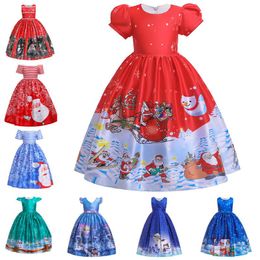 Casual Dresses 2023 Girl Halloween Costumes Anime Print Long Christmas Party Ball Gown Kids Princess Vestidos Short Sleeves