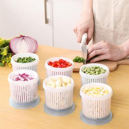 Storage Boxes Creative Refrigerator Round Drain Sealed Box For Ginger Garlic Onion Keep Fresh Fridge Tray Kitchen Organiser