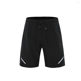 Running Shorts Men Pants With Zipper Pocket Elastic Sports Trousers Sportswear Bottoms Clothing Fitness Lake Blue L