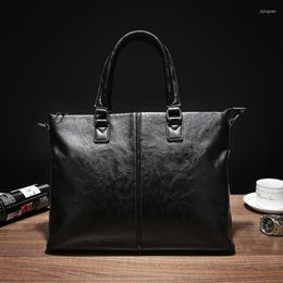 Briefcases Men Bags Men's Business Briefcase Computer Laptop Handbag Bag Leather Shoulder Messenger