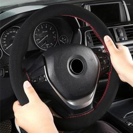 Steering Wheel Covers Black Red Cover 38cm Car With Needles And Thread Universal Scrub Soft