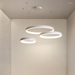 Pendant Lamps Black Single Circle Round Lamp Simple Design Living Bedroom Kitchen Island Hanging Light Modern Dining Room Chandelier