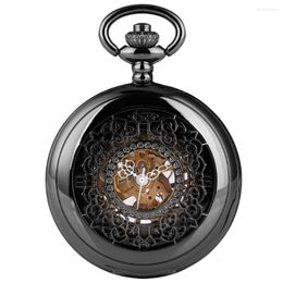 Pocket Watches Vintage Retro Skeleton Mechanical Watch Fob Chain Hand-winding Pendant Hollow Steampunk Clock Gifts For Men Women