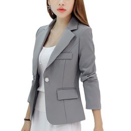 Women's Suits & Blazers Gray Single Button Women And Jackets 2023 Fashion Slim Suit Ladies Business Office Female Outwear Tops