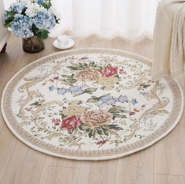 Carpets European Round Jacquard Countryside For Living Room Bedroom Rugs And Computer Chair Floor Mat Cloakroom Area Rug