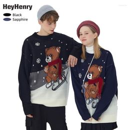 Women's Sweaters Christmas Gift Sweater Bear Snowflake Cartoon Couple Autumn And Winter 2023 Nordic StyleWomen's Begu22