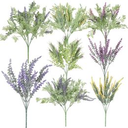 Decorative Flowers & Wreaths Artificial Lavender Flower Simulation Hyacinth Lifelike Fern Greenery Plants Wall Shopwindow Ornament Home Part