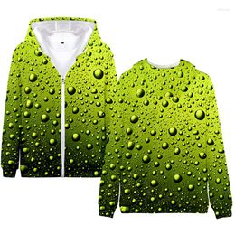 Men's Hoodies 3d Hoody Green Water Drops Costume Fashion Hip Hop Men Women Zipper Jackets Tops Long Sleeve Homme Hooded Sweatshirts