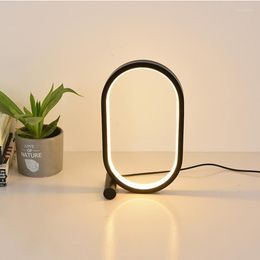 Table Lamps Modern Colorful LED Lamp Iron Dimmable Bedroom Reading Switch Night Light Minimalist Circle Nighstand Bedside