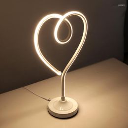 Table Lamps Post-modern Nordic LED Bedroom Bedside Lamp Learning Eye Protect Reading Night Light Valentine's Day Gift Heart Shape
