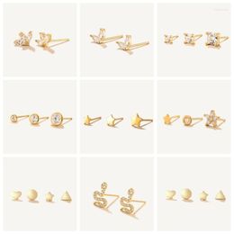 Stud Earrings Aide 925 Sterling Silver Mini Star Heart Collections For Women Round Oval Zircons Snake Ear Studs Party JewelryStud Dale22