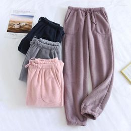 Women's Sleepwear Autumn And Winter Lovers Pants Thickened Warmth Velvet Loose Pajamas For Men Women Closed Trousers Home