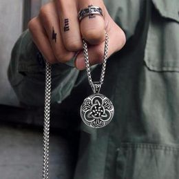 Pendant Necklaces Vintage Retro Viking Necklace Men Celtic Irish Knot Round Collar Punk Hip Hop Stainless Steel Neck Chain Fashion Jewellery