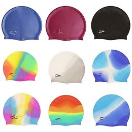 Swimming Cap Silicone Women Men Waterproof Plus Size Colorful Adult Long Hair Sports High Elastic Adults Swim Pool Hat