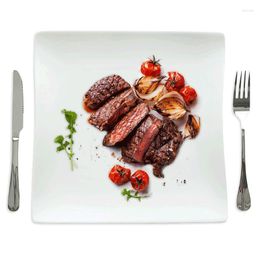 Plates Creative Steak Plate Pure White Western Square Home Ceramic Flat Heart Dish El Western-style Tableware Dinner