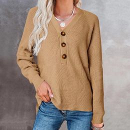 Women's Sweaters Women Knitted Cardigans Sweater Fashion Long-Sleeve Loose Pullovers Autumn Jacket Coat Button Thick V Neck Oversized Kenn22