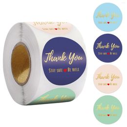 Jewellery Pouches 500pcs/roll 3.5 Cm Gold Foil Thank You Sticker 'Stay Safe Be Well' With Red Heart For Card Envelope Gift Packaging Decor