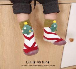 First Walkers Baby Christmas Shoes Autumn And Winter Breathable Cotton Thick Woolen Toddler Non-slip Slippers Outdoor