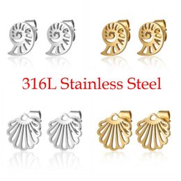 Stud Earrings 316L Stainless Steel Shell Conch Earring For Women Party Jewellery Ear Studs Quality Simple