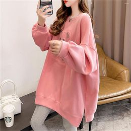 Women's T Shirts Pink Bear Print Hoodie Girl Korean Ulzzang Tops Fashion Women Cool Clothes Punk Harajuku Pullover Anime Loose Sweatshirt