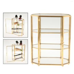 Storage Boxes 3-Tier Jewelry Trinket Glass Gold Box Necklace Ring Earring Keepsake Decorative Holder For Wedding Gift Dresser