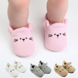 First Walkers Baby Shoes For Girls Boy Knitted 2023 Spring Autumn Born Warm Soft Sole Anti-slip Cartoon Infant Slippers