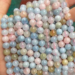 Beads Natural Morganite Stone Round Loose Spacer For Jewelry Making 15" Strand DIY Accessorries Bead Bracelet 6 8 10 12mm