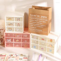 Storage Boxes Kawaii 9 Grid Drawer Type Box Stationery Small Objects Multi Decorations Desk Plastic Organisers