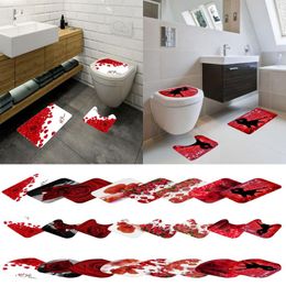 Toilet Seat Covers Bathroom Cover Set 3 And With Non-Slip Mat Shower Lid Sets Rose Rugs Bath Pcs Flower Mats For