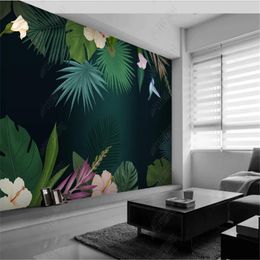 Wallpapers European For Living Room Tropical Plant Leaves Couple Hummingbirds TV Background Wall Paper Home Decor Mural