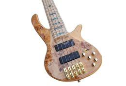 LvyBest 5 Strings Ash Body Electric Bass Guitar с кленовым золотым оборудованием Активные пикапы предоставляют индивидуальные услуги