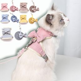 Dog Collars Pet Harnesse Cat Chest Strap Embroidery Solid Bow Teddy Traction Rope Poodle Vest Puppy Kitty Small Leads