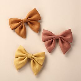 New Sweet Ribbon Bow Hairpins Solid Colour Bowknot Hair Clips For Kids Girls Satin Butterfly Barrettes Duckbill Clip Kids Hairs Accessories 1462