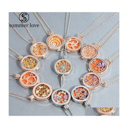 Pendant Necklaces 12 Styles Aroma Locket Necklace Magnetic Gold Sier Aromatherapy Essential Oil Diffuser Per With 3 Padsz Drop Deliv Dhb5T