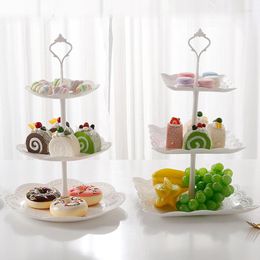 Plates 3 Tier Cake Stand Afternoon Tea Wedding Party Tableware Xmas Brithday Fruit Platter Family Dessert Decoration Plate Decor