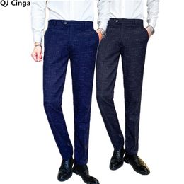 Men's Suits & Blazers Blue Striped Suit Pants Spring And Autumn Black Trousers Wedding/Party/Business Pantalones Hombre Plus Size