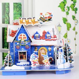 Christmas Decorations Crafts House DIY Doll Toy 3D Paper Craft Models Puzzle Toys Xmas Children Favor Gifts Manual Three-Dimension