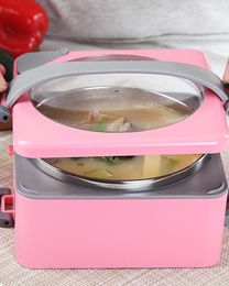 Dinnerware Sets Kitchen Containers Lunch Box With Silicone Injector Heatable Bento Storage Insulated Bag Stainless Steel Pinic