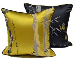 Pillow Vintage Yellow Black Jacquar Decorative Throw Pillow/almofadas Case 30x50 45 50 Chinoiserie Modern Cover Home Decorating