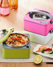 Dinnerware Sets 1500ml Round Shape Lunch Box With Fliter Heatable Bento Sus 304 & Pp Healthy Container