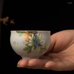 Cups Saucers 80ml Chinese Jingdezhen Porcelain Boutique Tea Cup Ruyao Crackle Glaze Of Kungfu Flower Design Ceramic