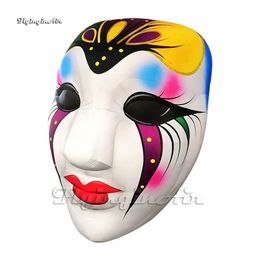 Artistic Large Inflatable Carnival Mask Venetian Jester Hanging Jolly Air Blow Up Clown Head Balloon With 2 Faces For Halloween Decoration