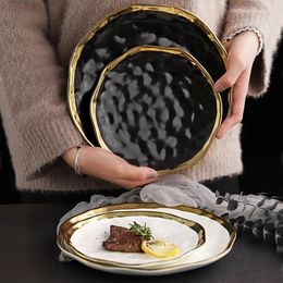 Plates Kitchen Ceramic Dinner Plate For Western Steak Dishes Dessert Porcelain Cake Round Trays Decorative Vaiselle