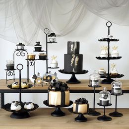 Plates Cake Stand Black Iron Tray Candy Snack Dessert Table Party Wedding Decoration Tableware European Kitchen Plate