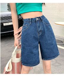 Women's Shorts Summer Women Jeans Korean Chic Wide Leg Denim Pants Candy Colour Ladies Female High Waist Short PantsWomen's