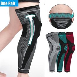 Knee Pads Elbow & 2PCS Upgrade T-shaped Springs Support Long Adult Sports Football Protection Running Kneepad Shin Guard Knit Leg Warmer